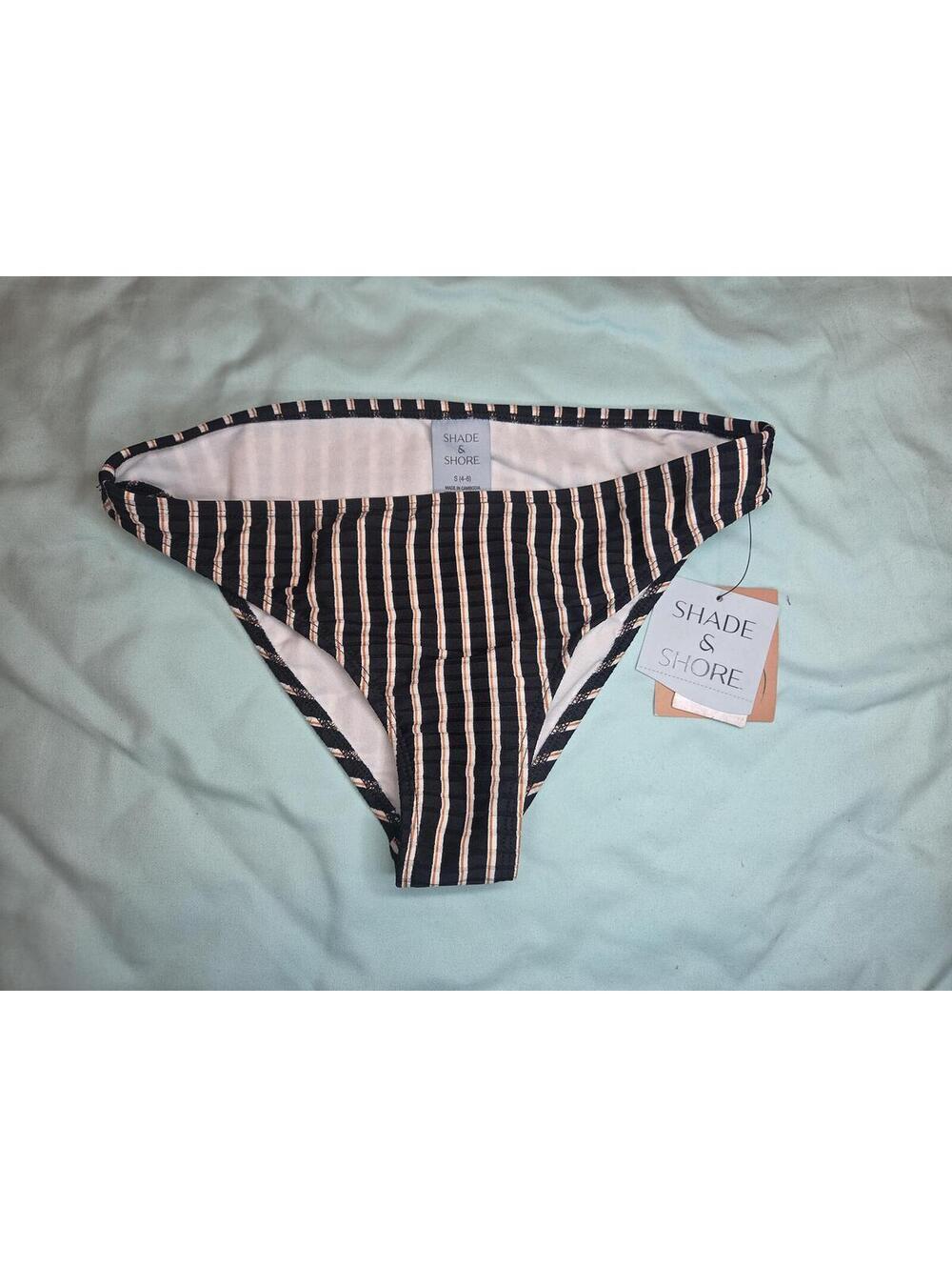 Shade & Shore Women’s Striped Low Rise Cheeky Bikini Bottoms